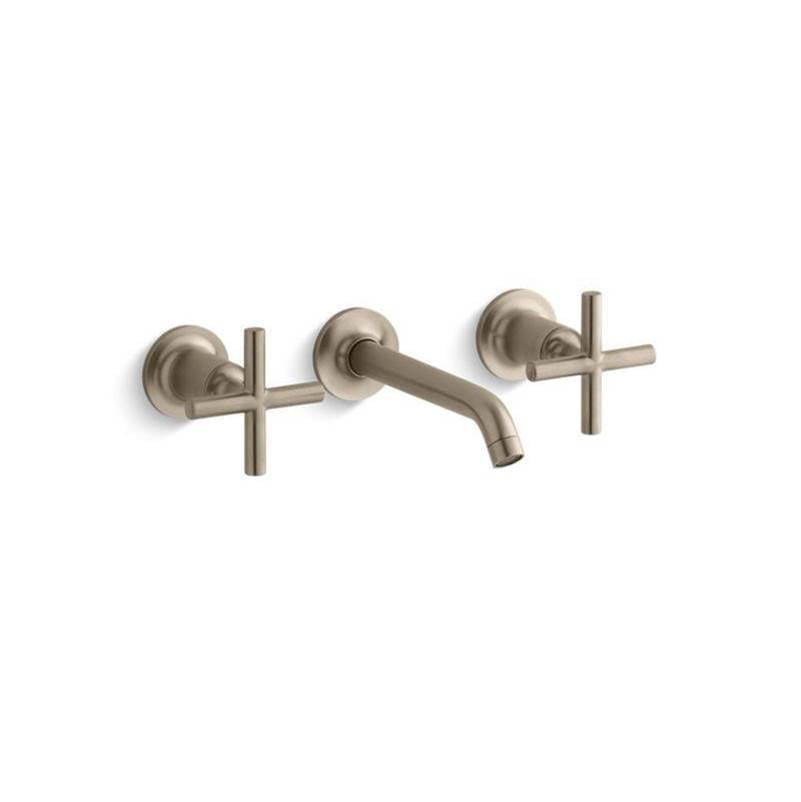 Purist Wall-mount bathroom sink faucet trim with Cross handles, 1.2 gpm