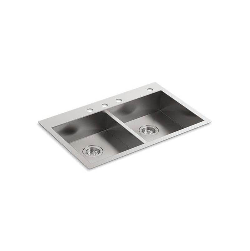 Vault 33" top-/undermount double-bowl kitchen sink