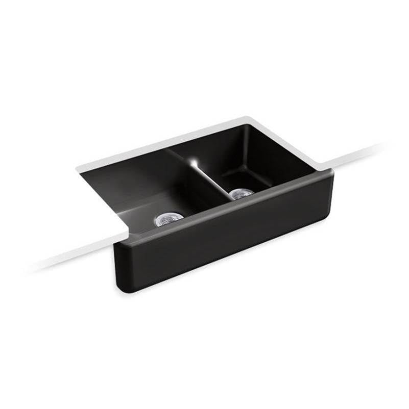 Whitehaven Smart Divide 35-3/4" undermount double-bowl farmhouse kitchen sink