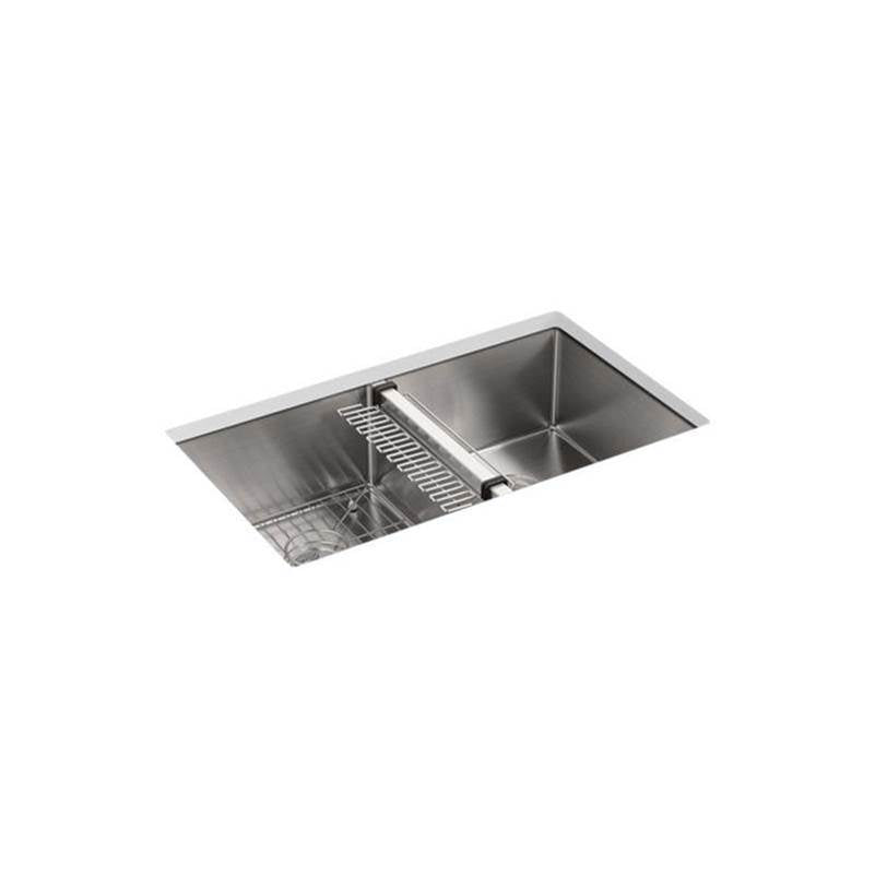 Strive 32" undermount double-bowl kitchen sink with accessories