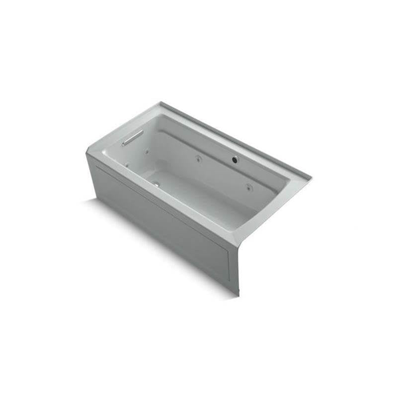 Archer 60" x 32" alcove whirlpool bath with Bask heated surface, alcove left drain