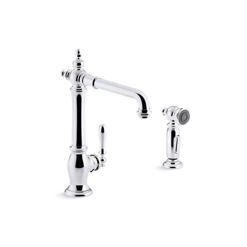 Artifacts Single-handle kitchen sink faucet with side sprayer