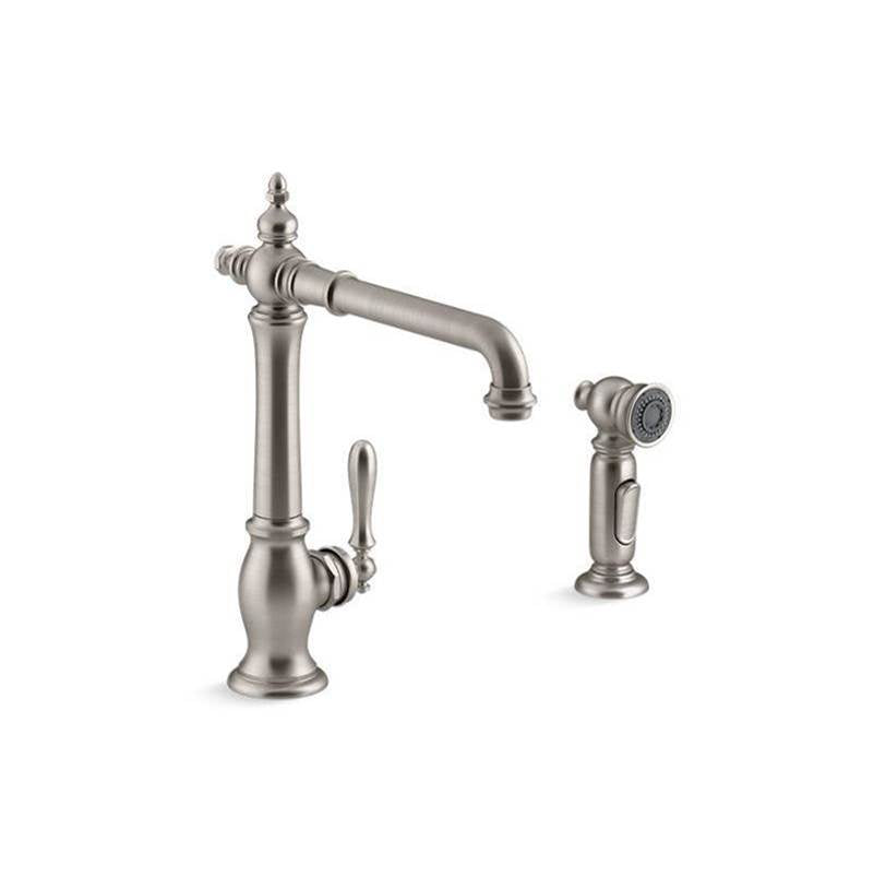 Artifacts Single-handle kitchen sink faucet with side sprayer