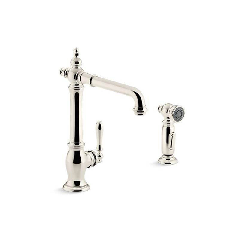 Artifacts Single-handle kitchen sink faucet with side sprayer