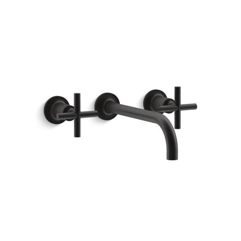 Purist Wall-mount bathroom sink faucet trim with Cross handles, 1.2 gpm