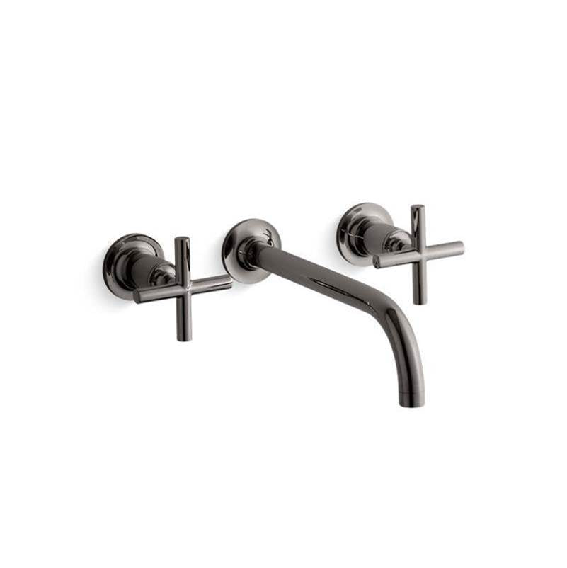Purist Wall-mount bathroom sink faucet trim with Cross handles, 1.2 gpm