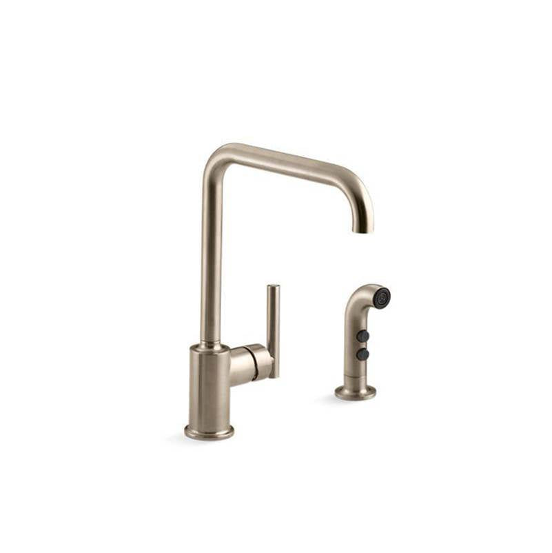 Purist Single-handle kitchen sink faucet with side sprayer
