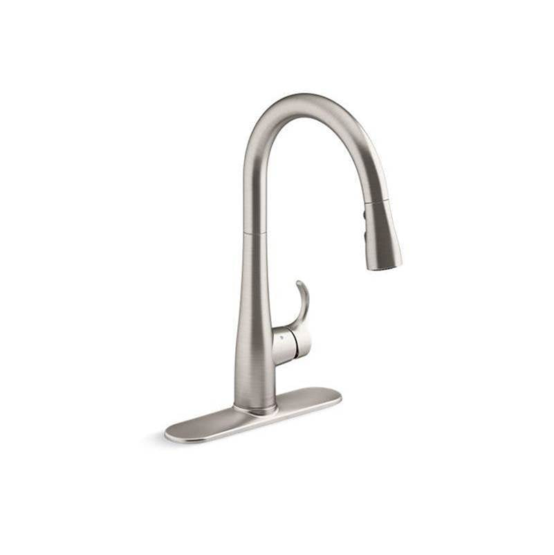 Simplice Touchless pull-down kitchen sink faucet with three-function sprayhead