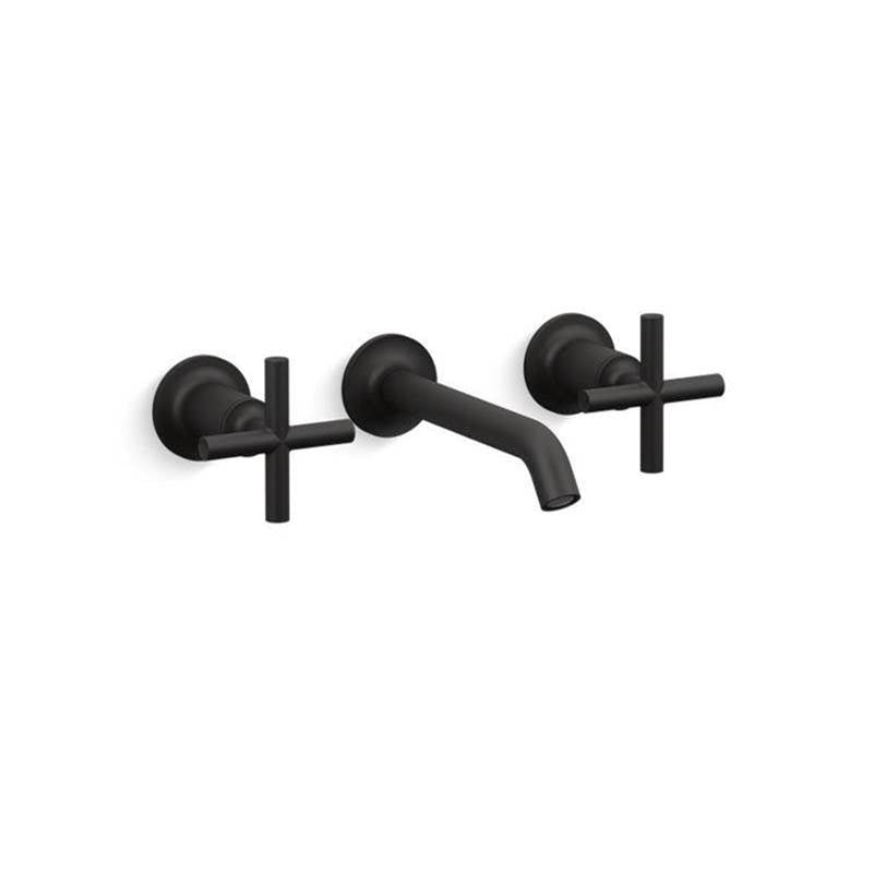 Purist Wall-mount bathroom sink faucet trim with Cross handles, 1.2 gpm