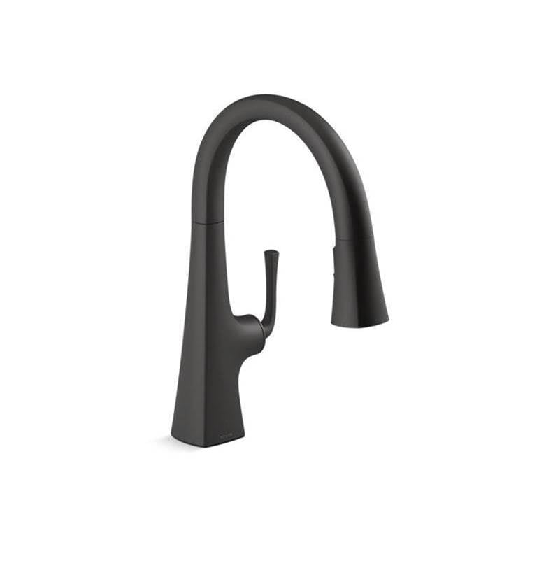 Graze Pull-down kitchen sink faucet with three-function sprayhead