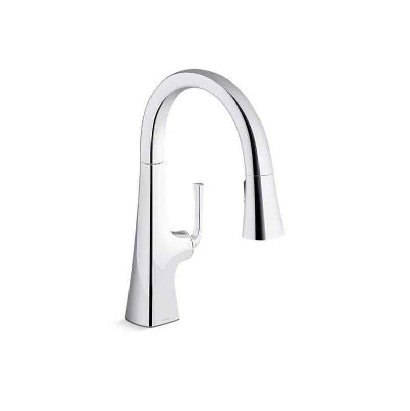 Graze Pull-down kitchen sink faucet with three-function sprayhead