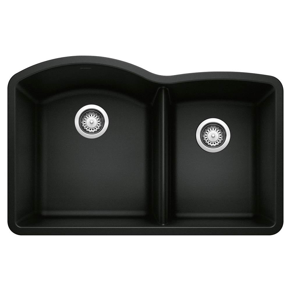 Diamond SILGRANIT 32" 60/40 Double Bowl Undermount Kitchen Sink - Coal Black