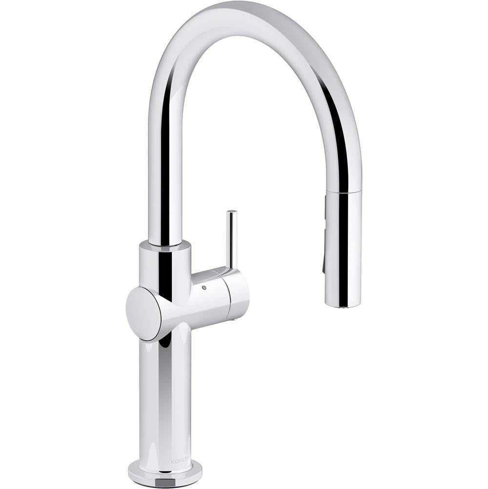 Crue Touchless pull-down kitchen sink faucet with three-function sprayhead