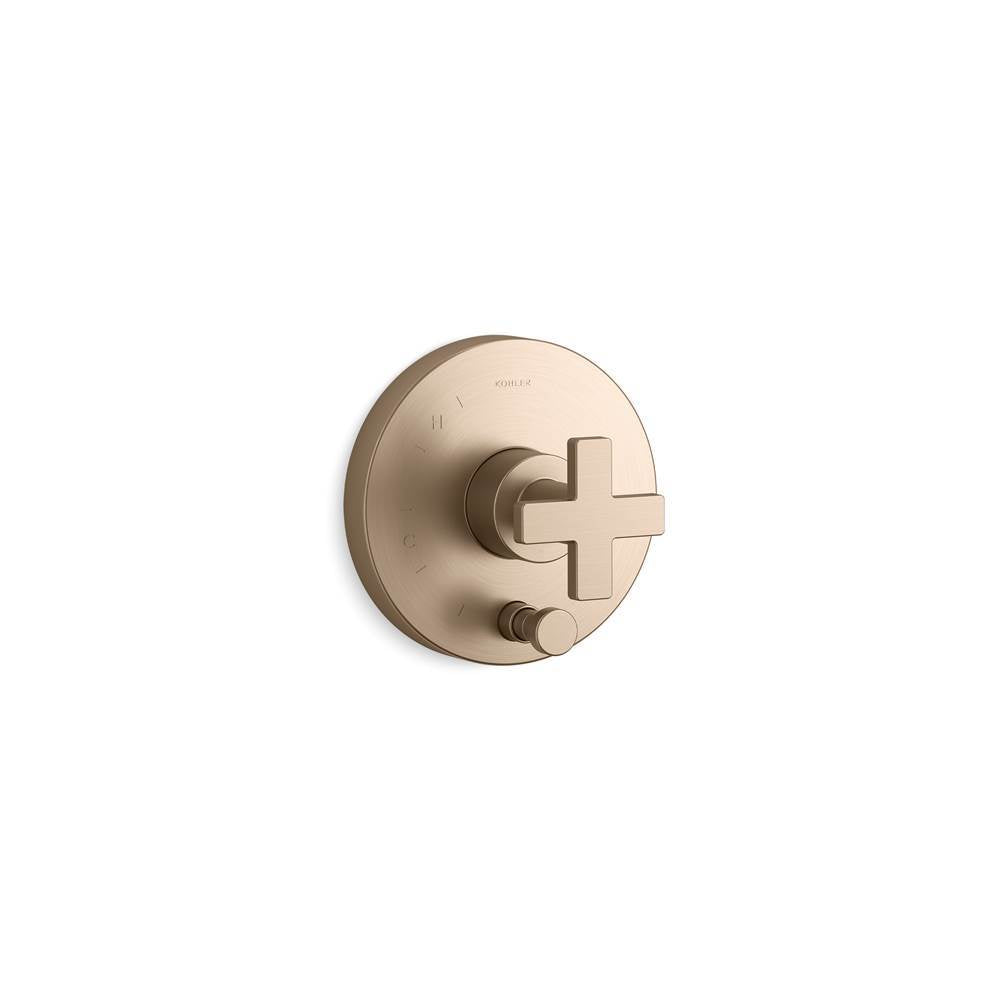 Composed Rite-Temp valve trim with push-button diverter and cross handle