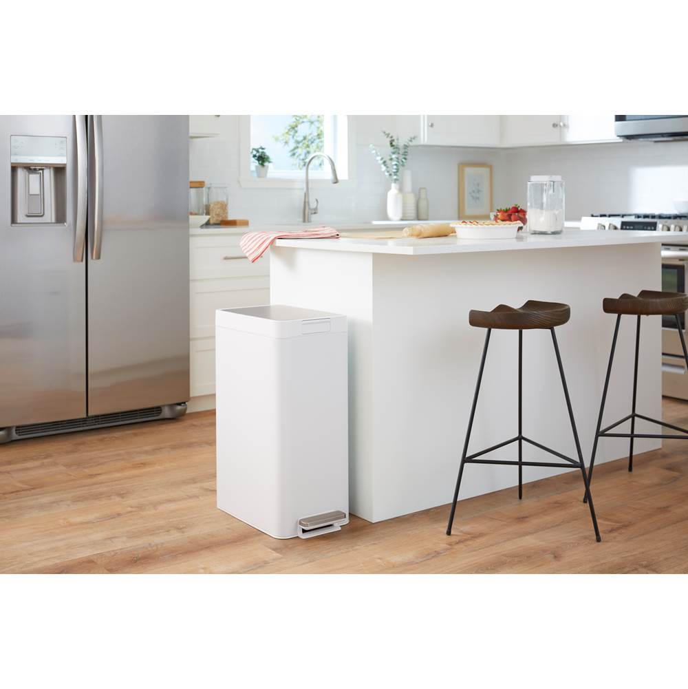 13-gallon stainless steel slim step trash can with bifold lid