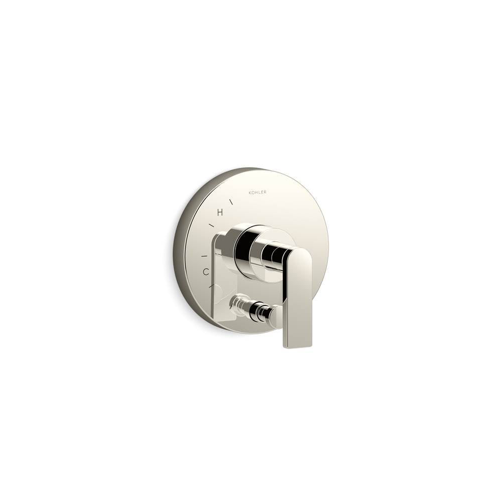 Composed Rite-Temp valve trim with push-button diverter and lever handle