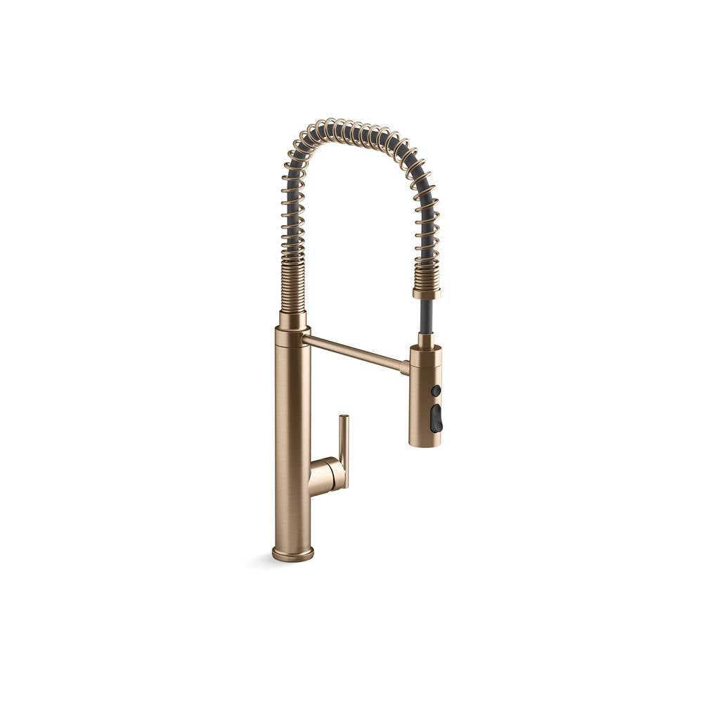 Purist Semi-professional kitchen sink faucet with three-function sprayhead