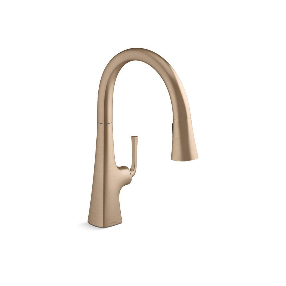 Graze Pull-down kitchen sink faucet with three-function sprayhead