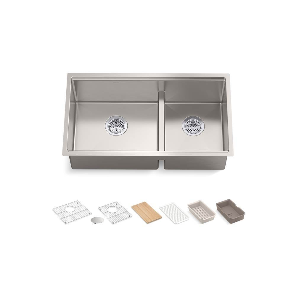 Strive 32" undermount double-bowl workstation kitchen sink