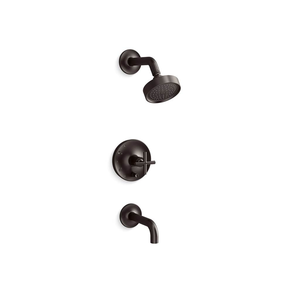 Purist Rite-Temp Bath And Shower Trim Kit With Push-Button Diverter And Cross Handle 2.5 GPM
