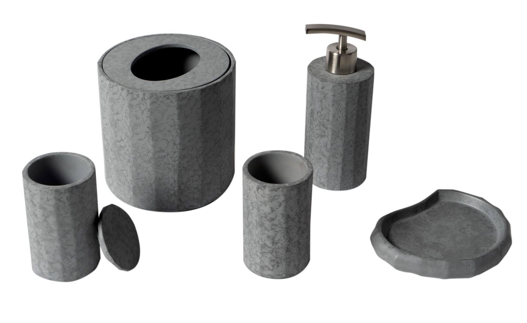 Concrete Gray Matte Bathroom Accessory Set