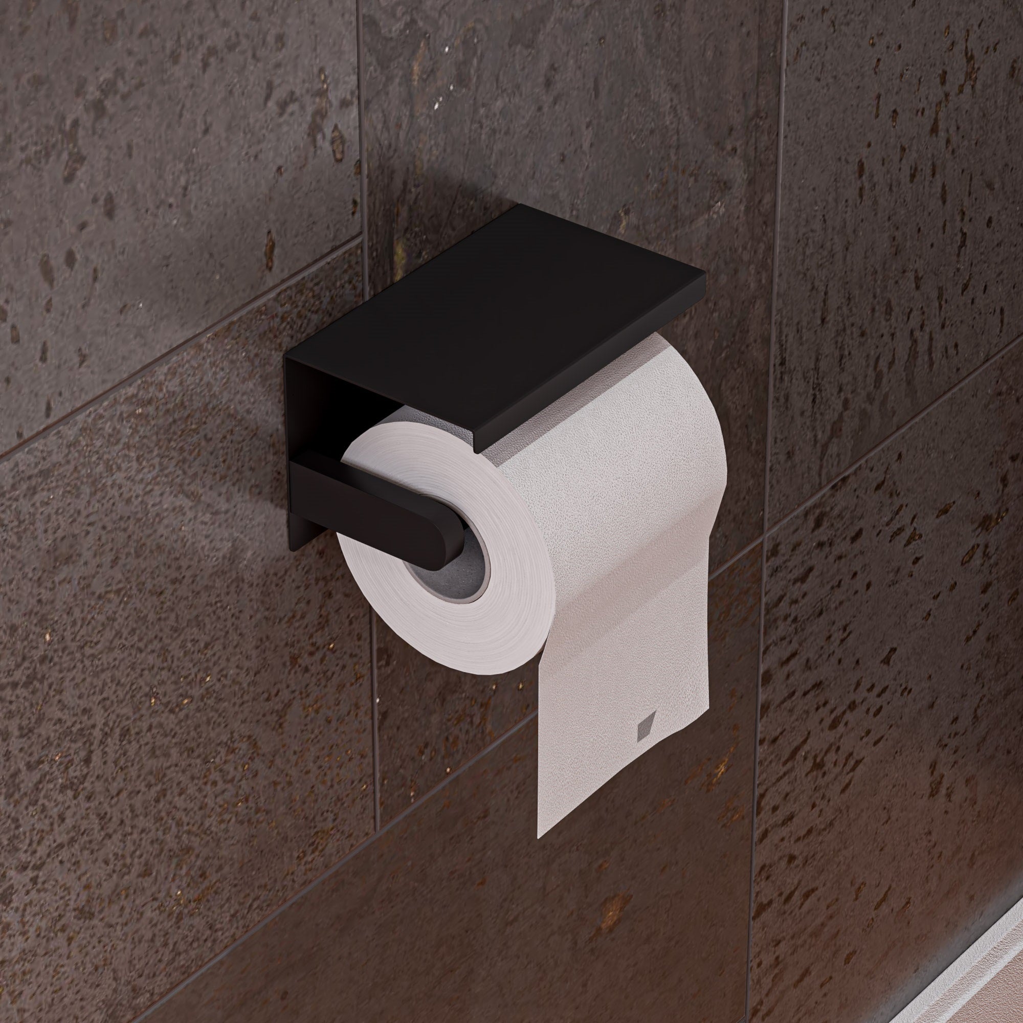 Steel Toilet Paper Holder With Shelf