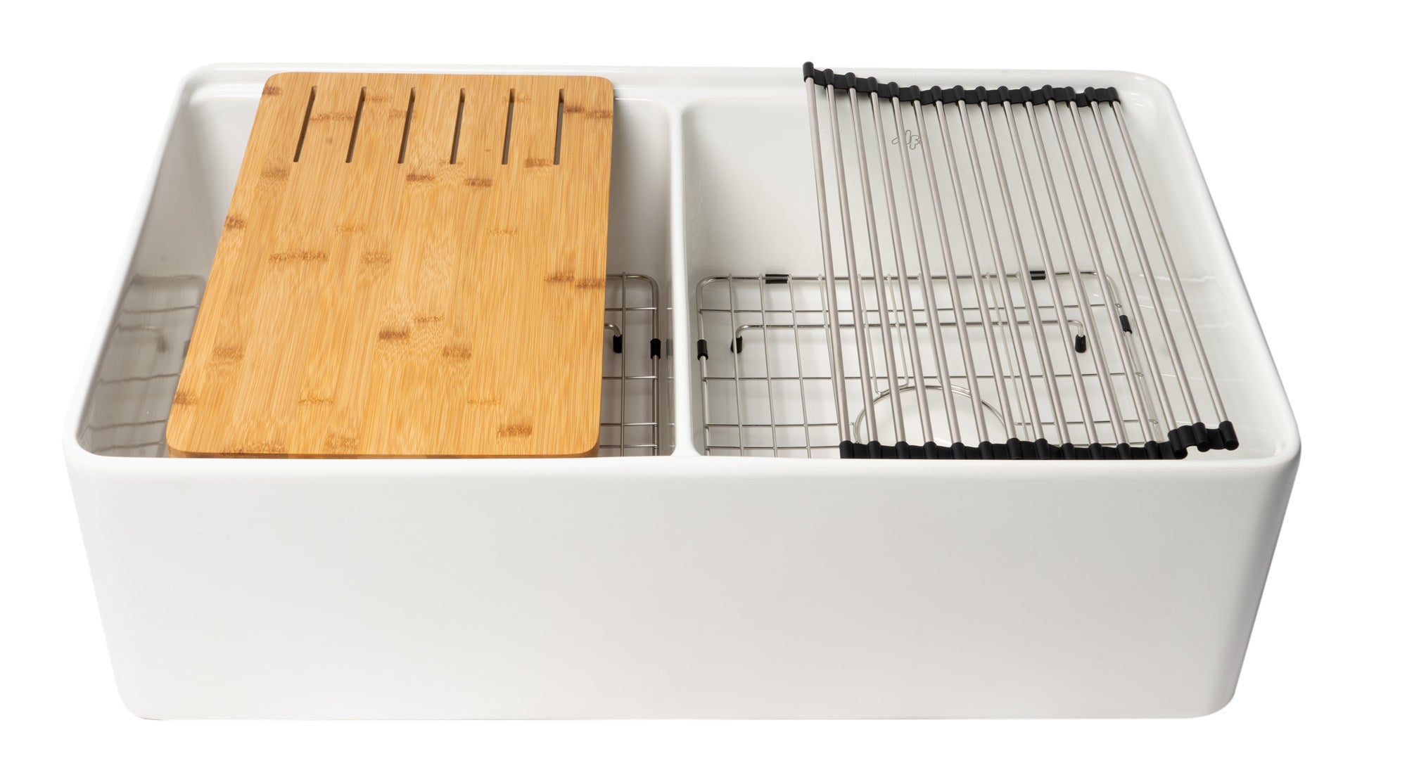 20" Workstation Double Bowl Step Rim Fireclay Farm Sink Accessories