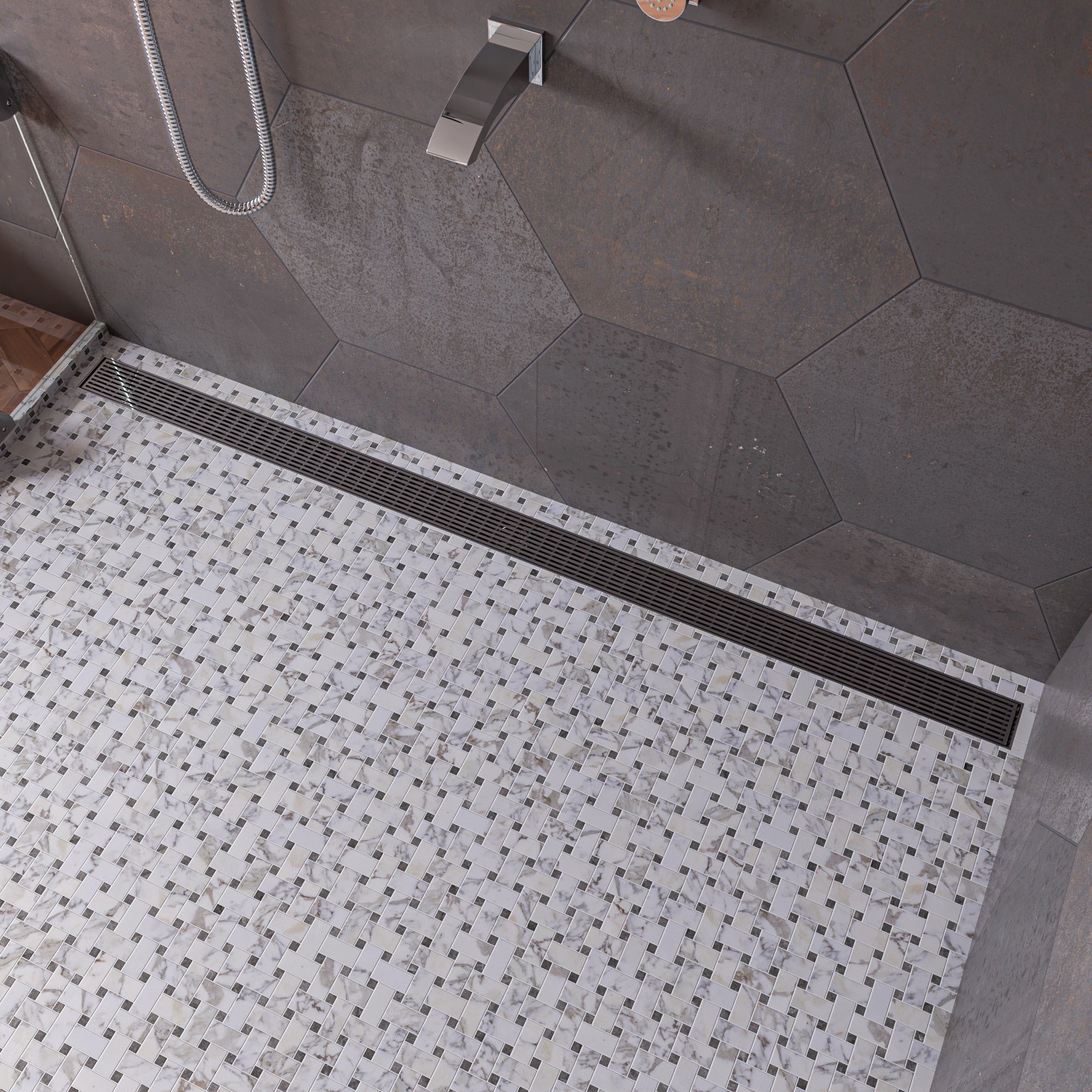 Linear Shower Drain With Groove Lines