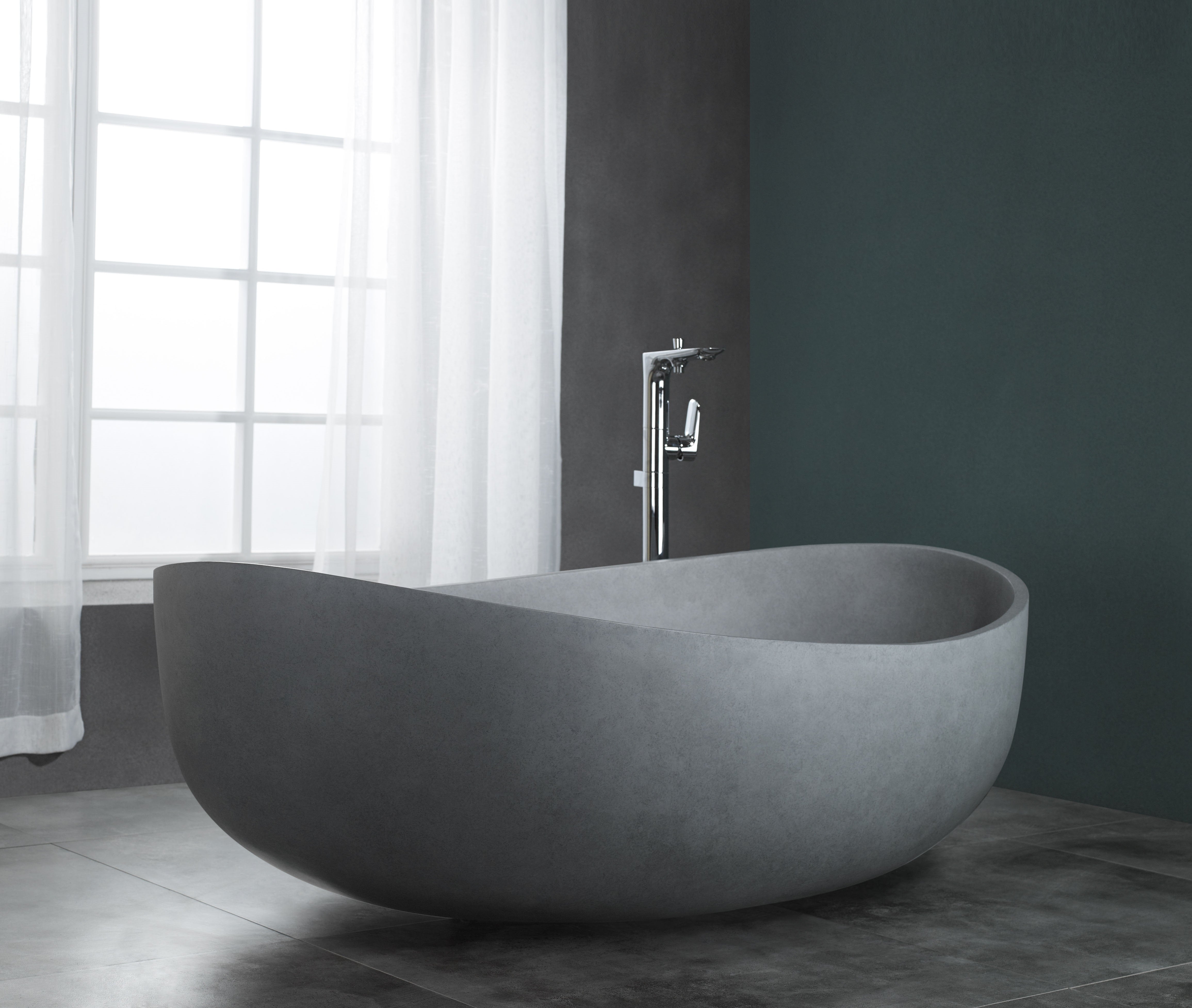 Gray Matte Oval Bathtub