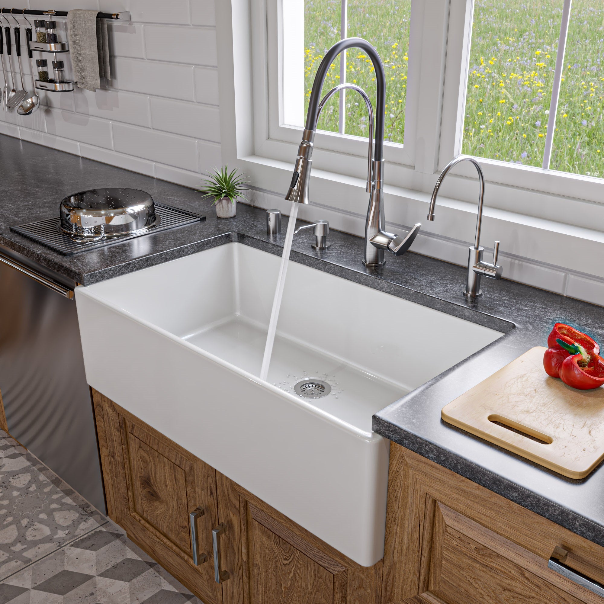 Apron Single Bowl Fireclay Farm Sink