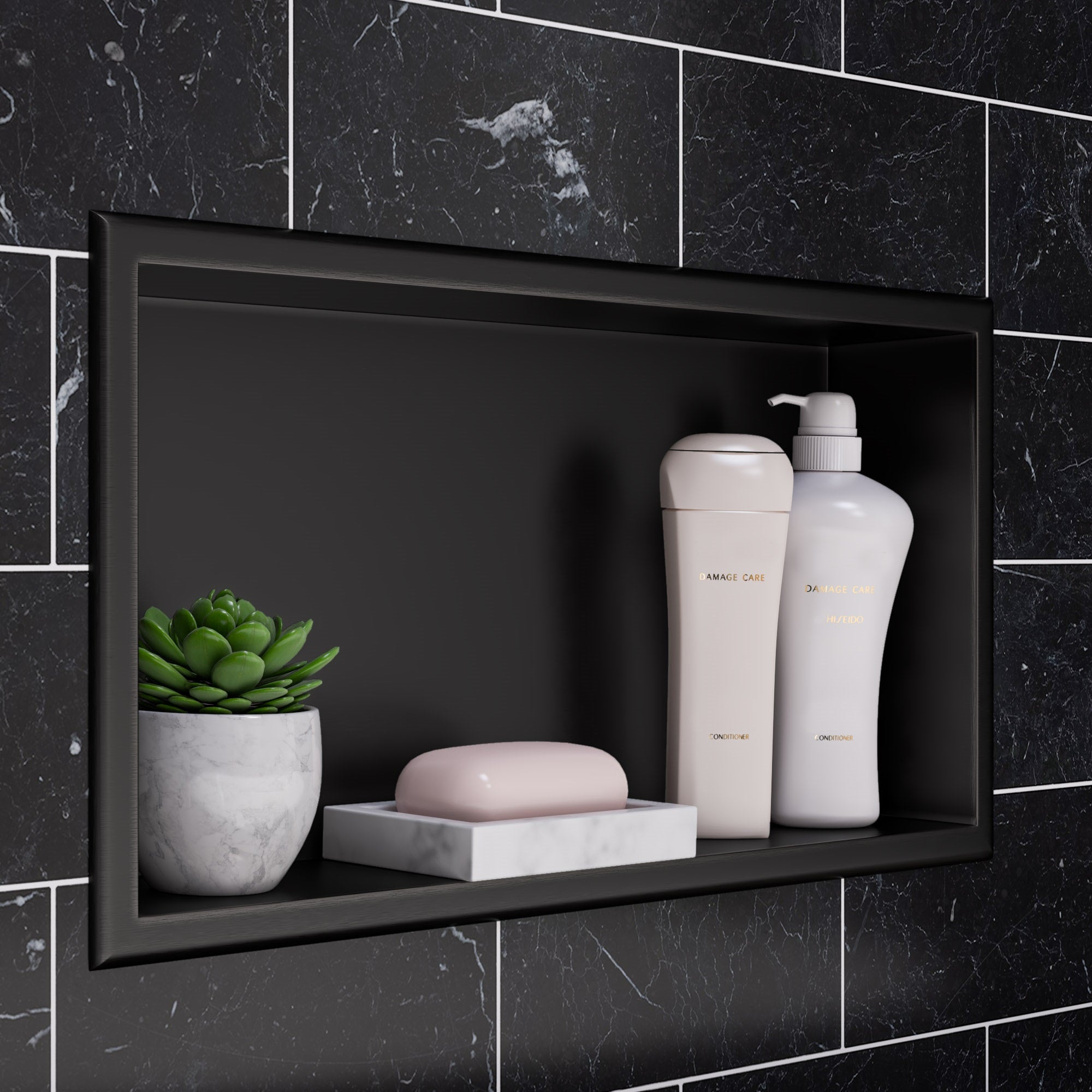 Brushed Black Pvd Stainless Steel Horizontal Single Shelf Shower