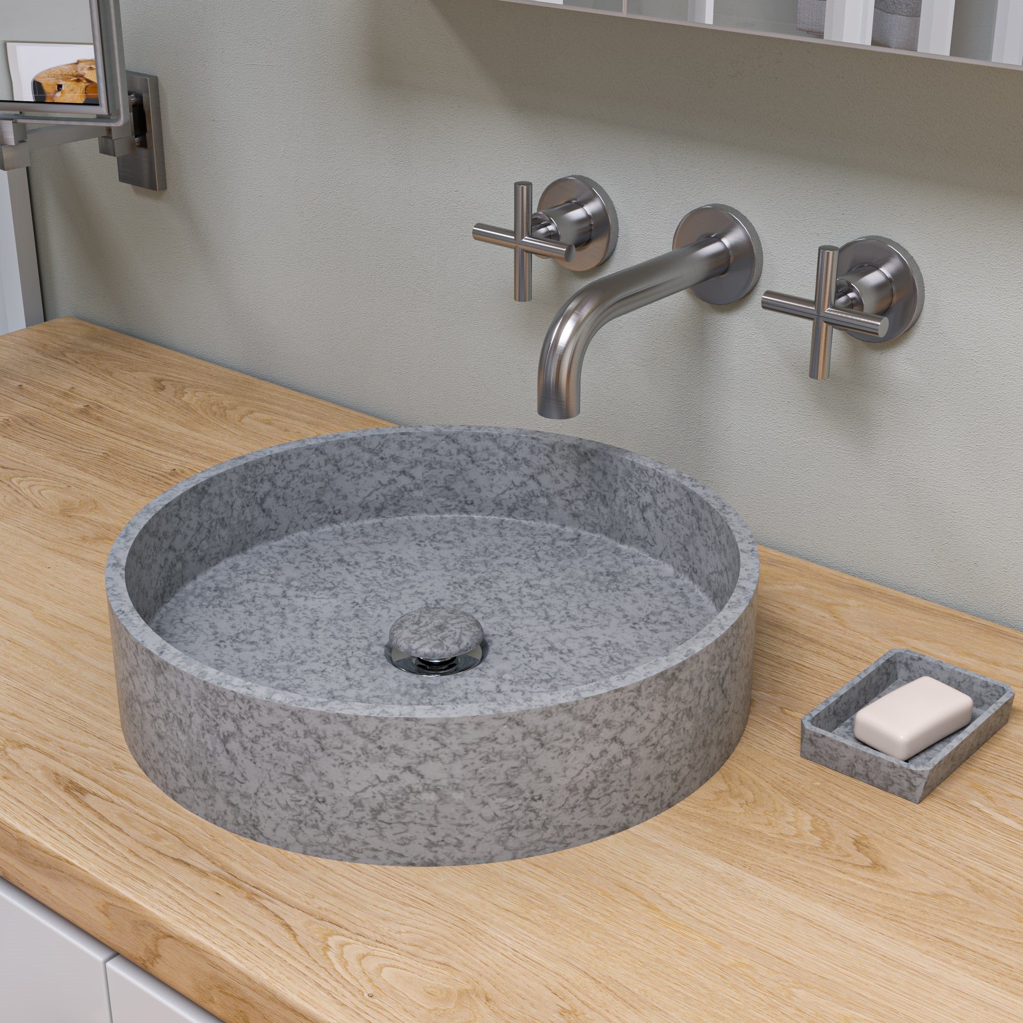 Concrete Gray Matte Above Mount Bathroom Sink