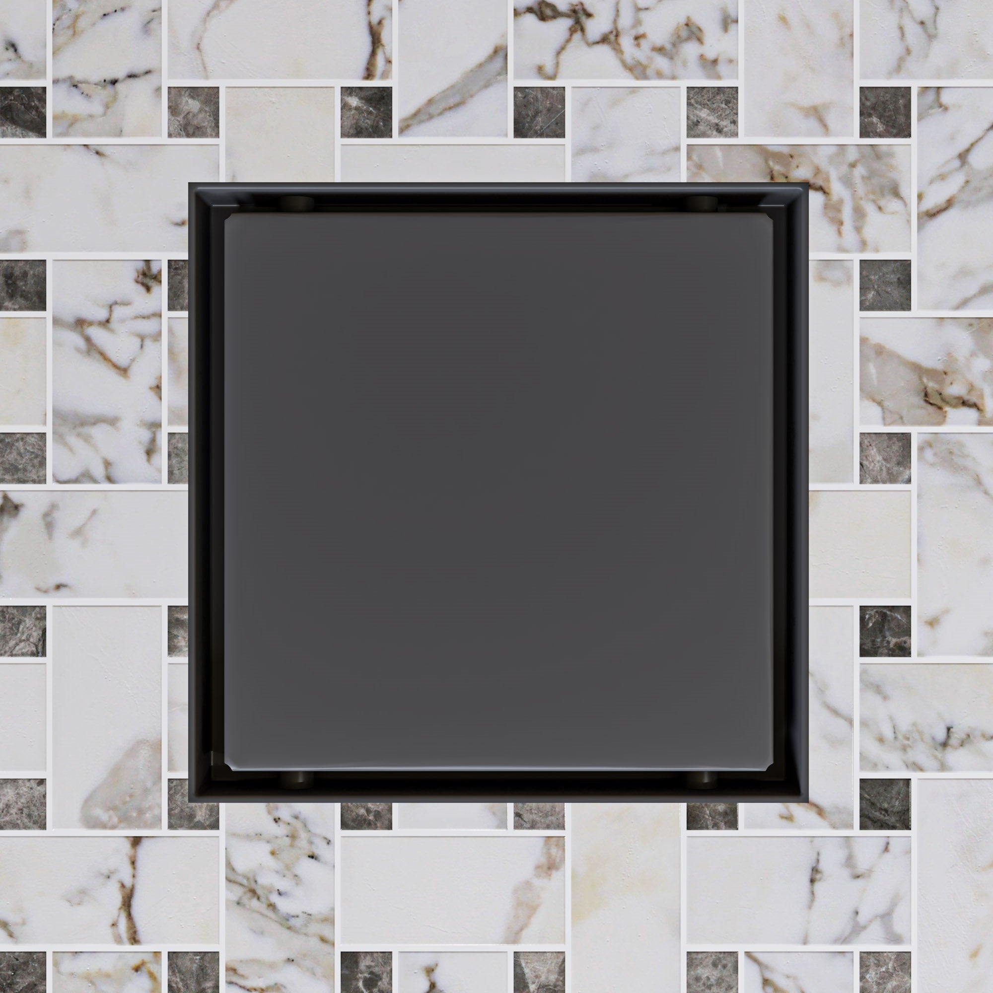 Black Matte Square Stainless Steel Shower Drain With Solid