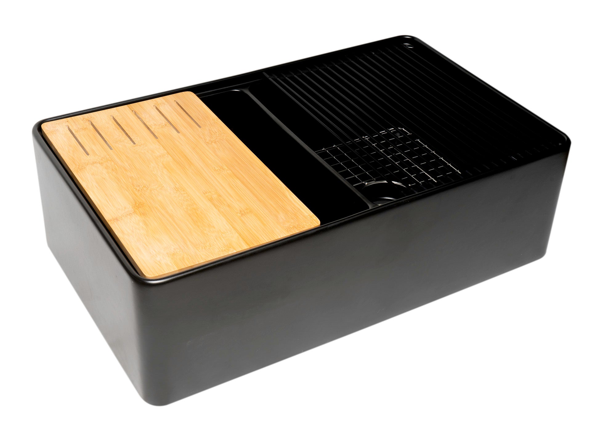 33" X 20" Double Bowl Step Rim Fireclay Farm With Accessories