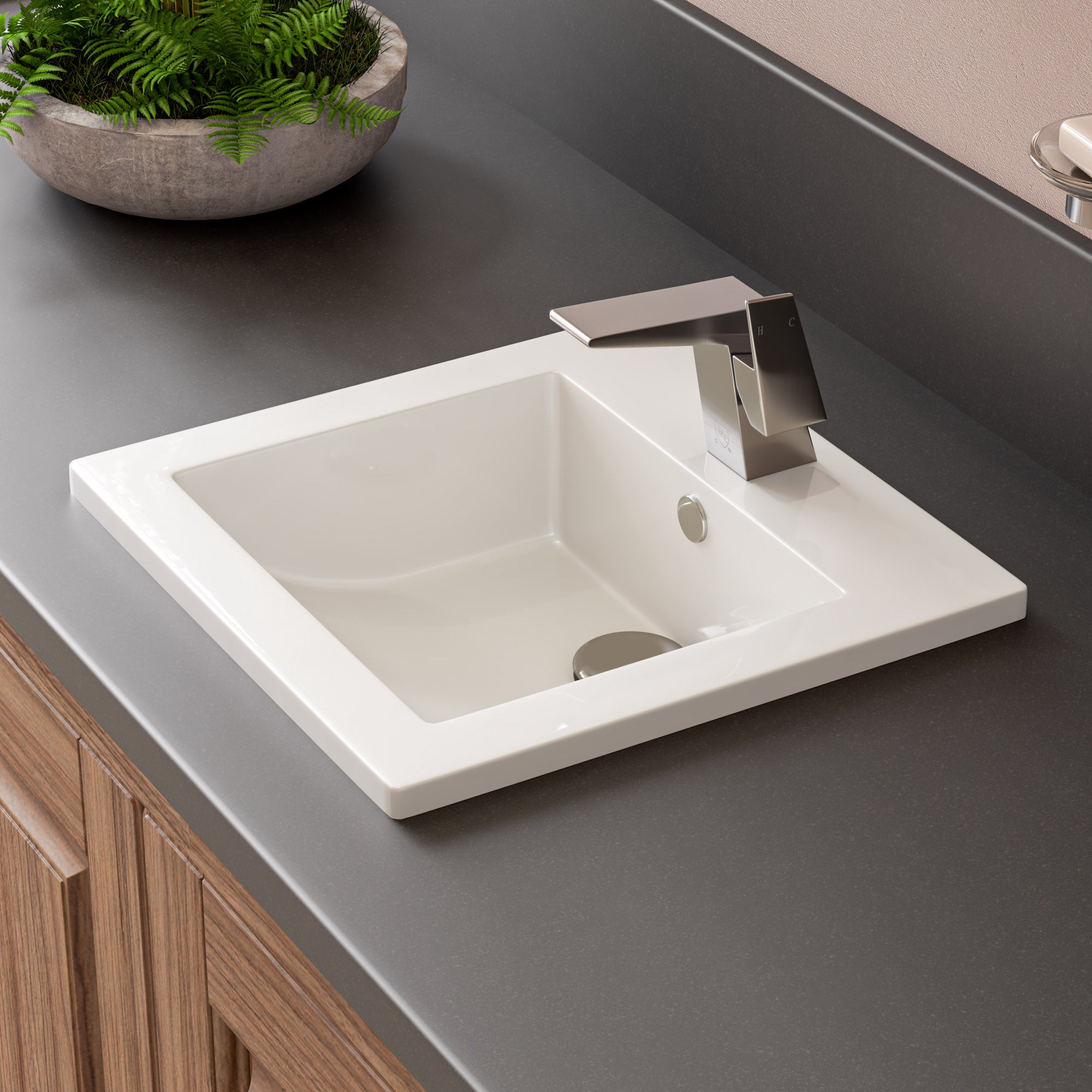 Drop In Ceramic Sink With Faucet Hole