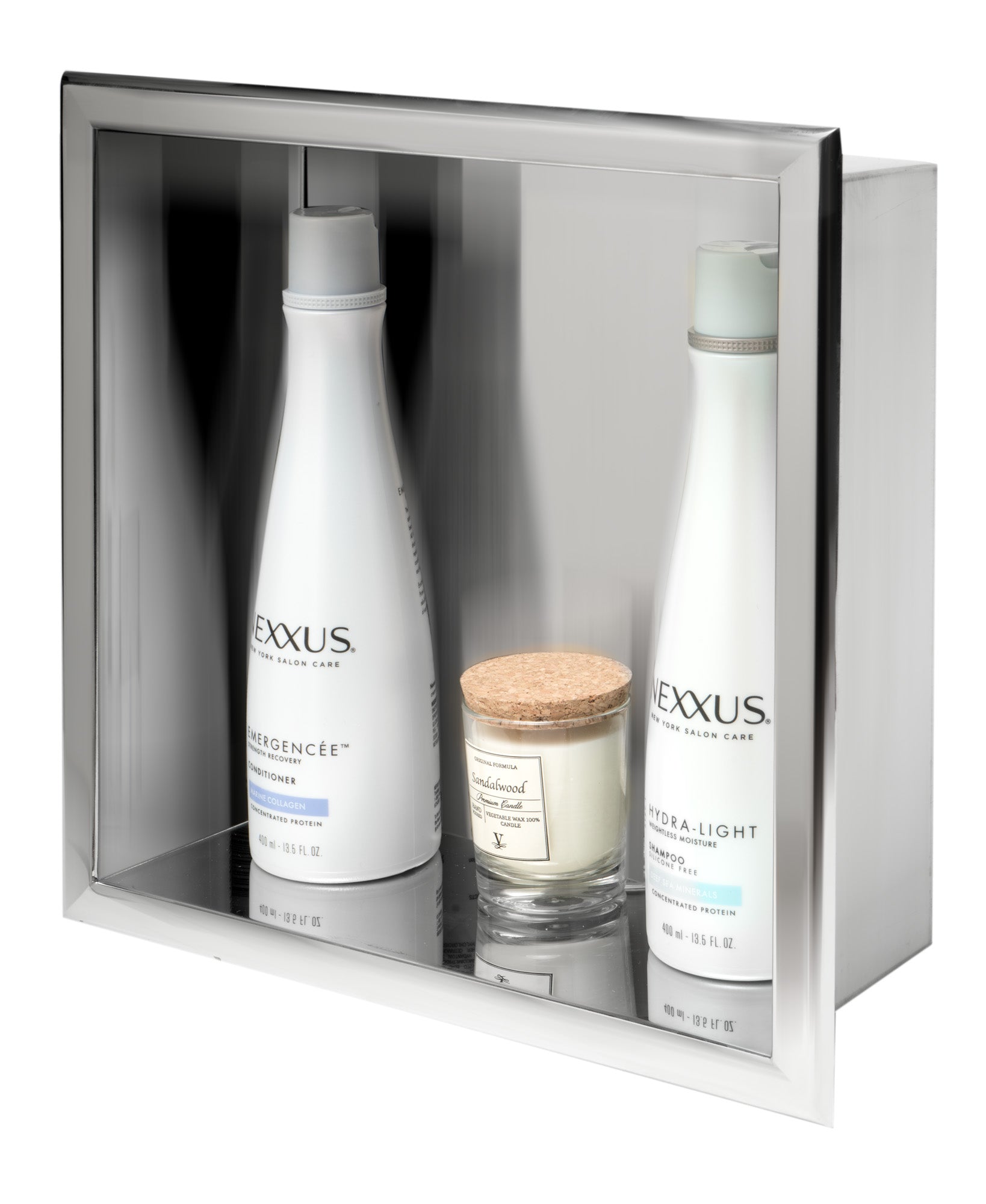 Polished Stainless Steel Square Single Shelf Bath Shower Niche