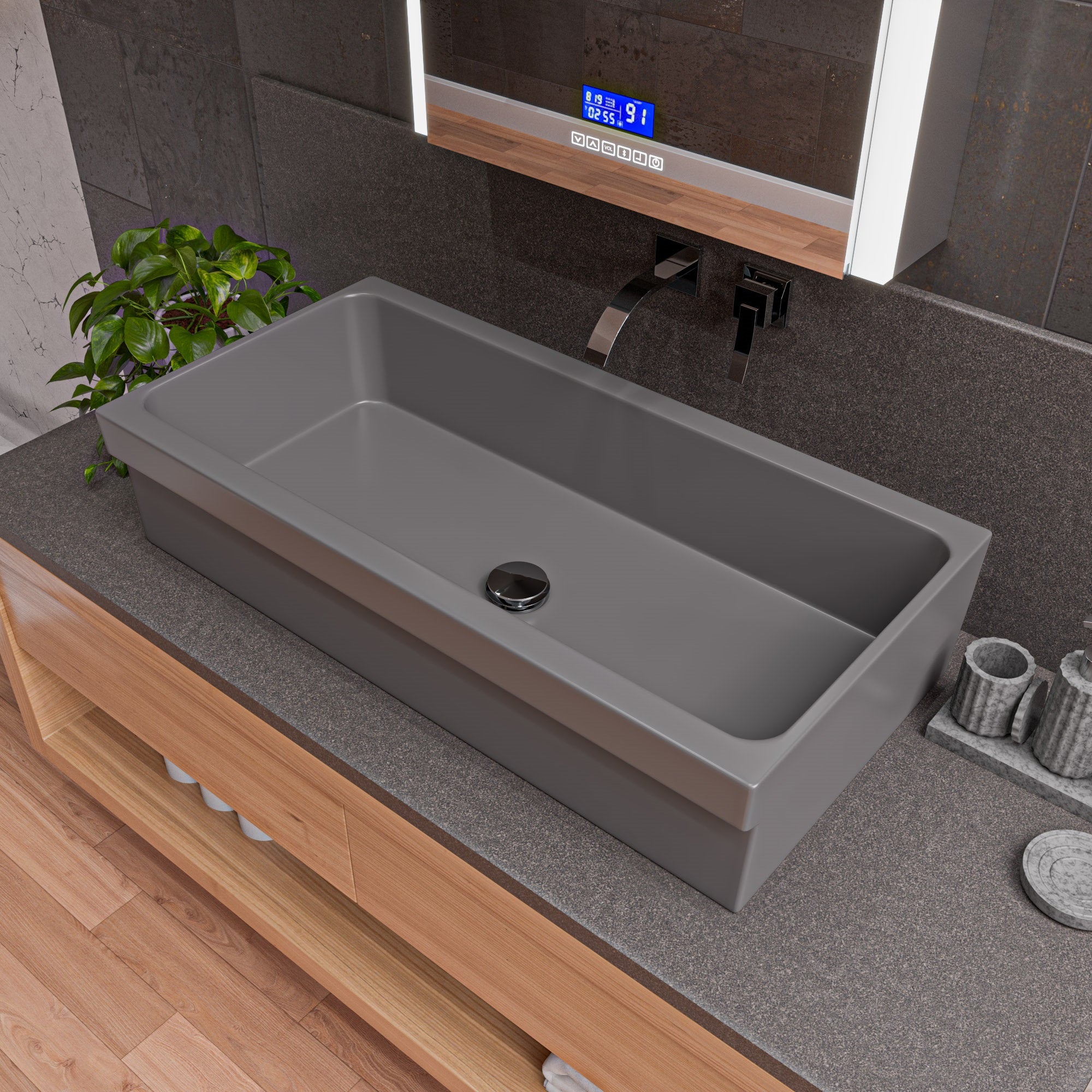 Above Mount Fireclay Bathroom Trough Sink