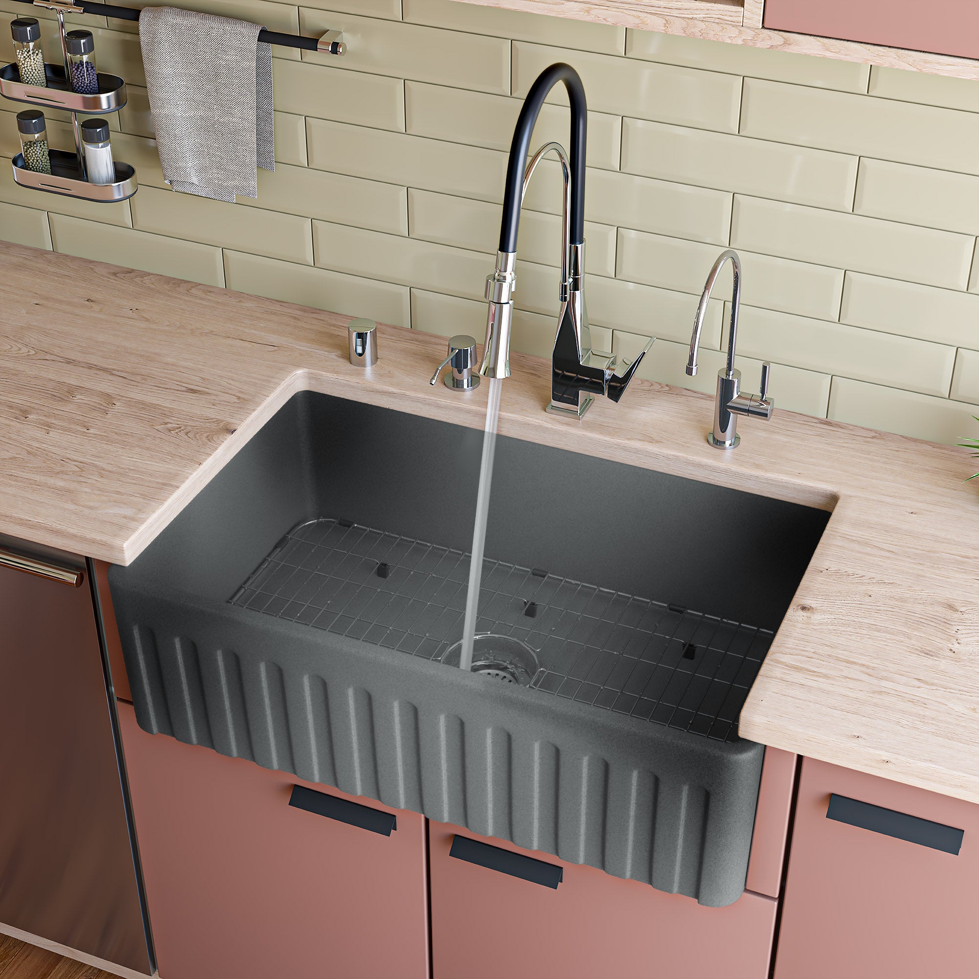 Inch Reversible Single Fireclay Farmhouse Kitchen Sink