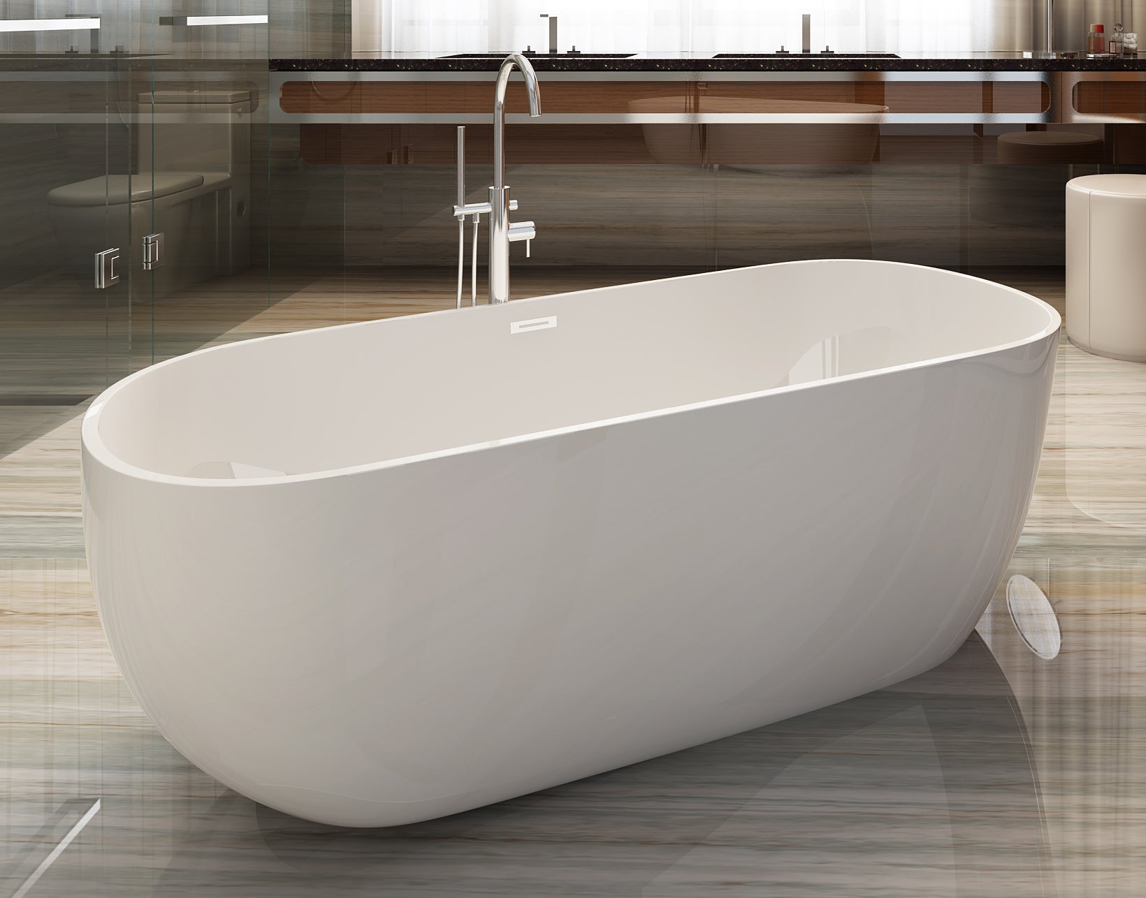 Oval Acrylic Free Standing Soaking Bathtub