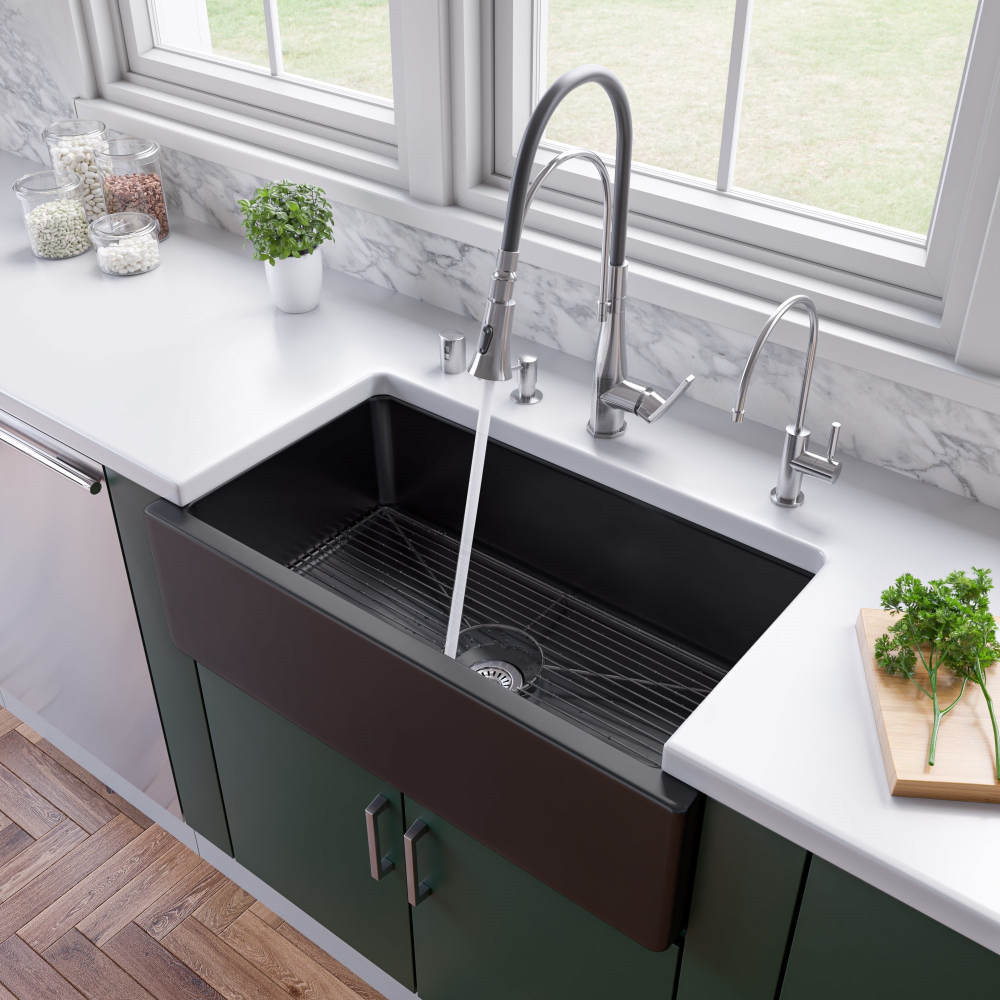 18" Reversible Fluted / Smooth Fireclay Farm Sink
