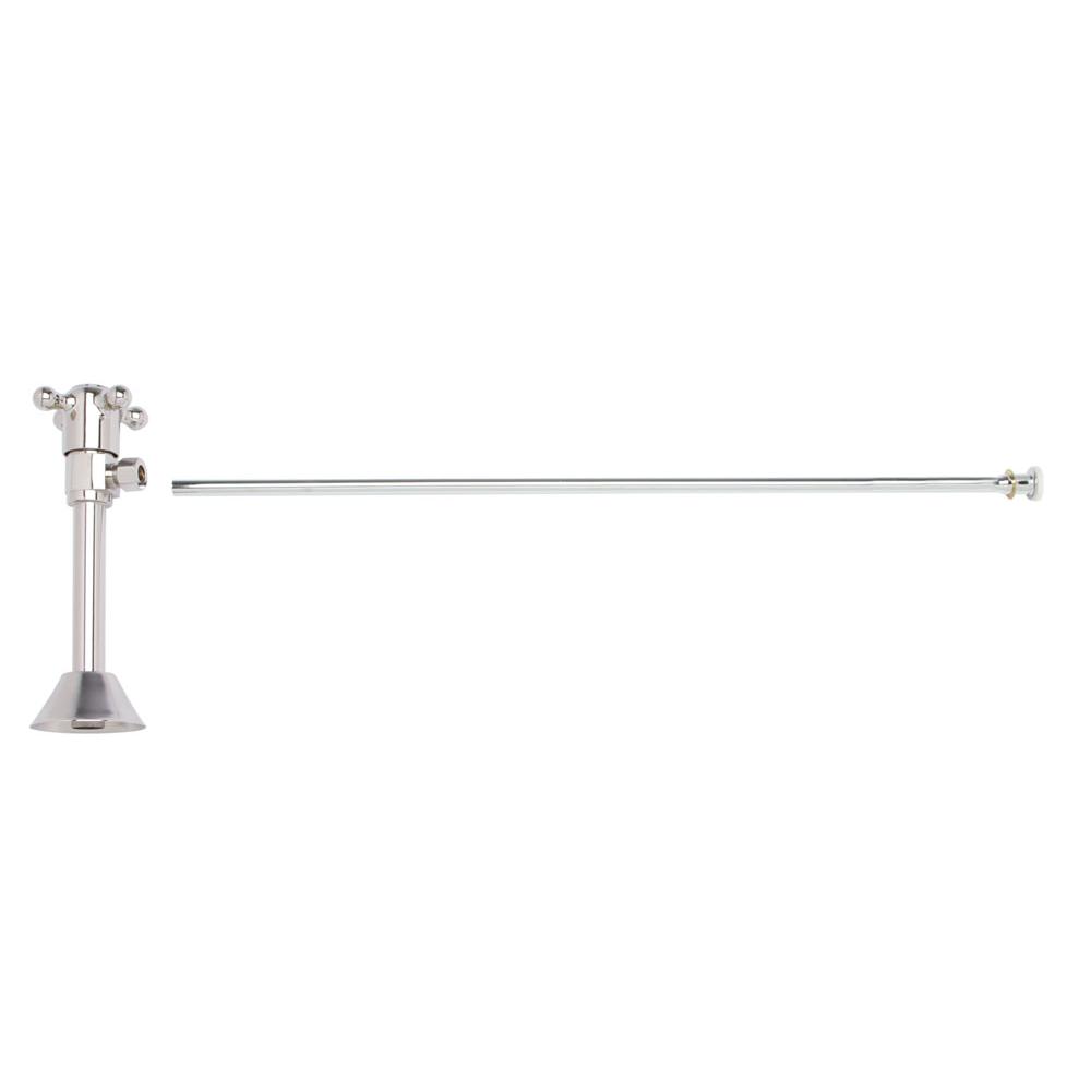 Toilet Supply Kit - Brass Cross Handle 1/4 Turn Ceramic Disc Cartridge Valve (MT416X-NL) - Angle Sweat, Flat Head Riser