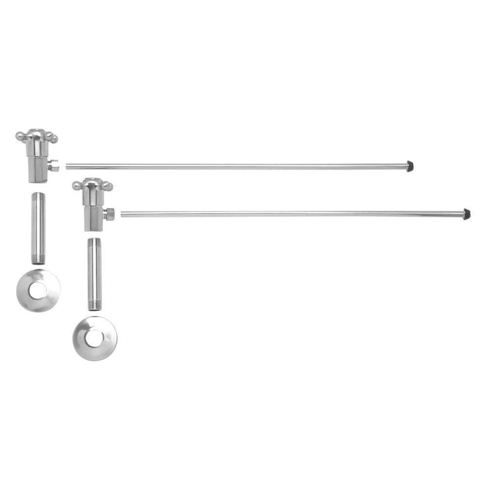 Lavatory Supply Kit - Brass Cross Handle with 1/4 Turn Ceramic Disc Cartridge Valve (MT4001X-NL) - Angle, No Trap