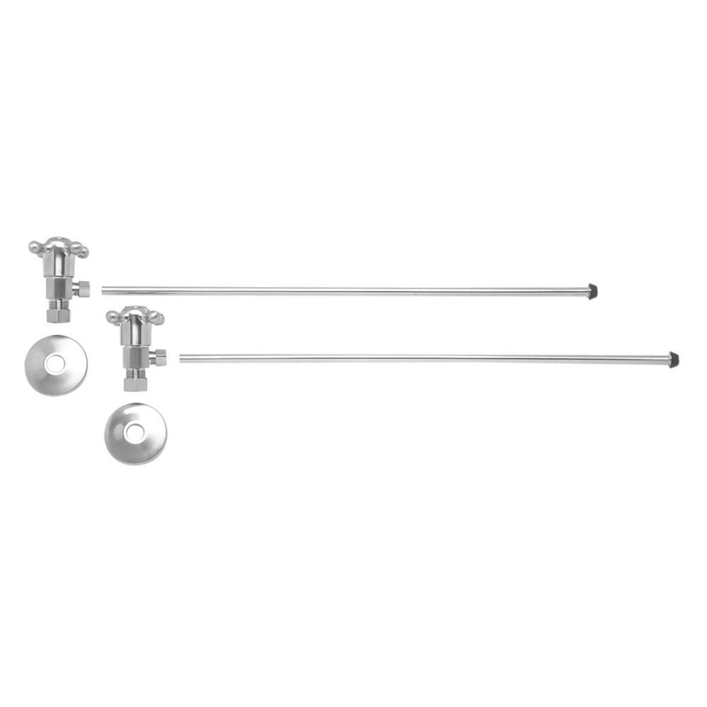 Lavatory Supply Kit - Brass Cross Handle with 1/4 Turn Ceramic Disc Cartridge Valve (MT4003X-NL) - Angle, No Trap