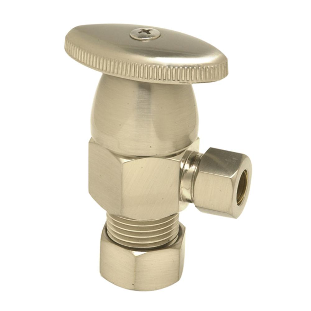 Brass Oval Handle with 1/4 Turn Ceramic Disc Cartridge Valve - Lead Free - Angle (1/2" Compression)