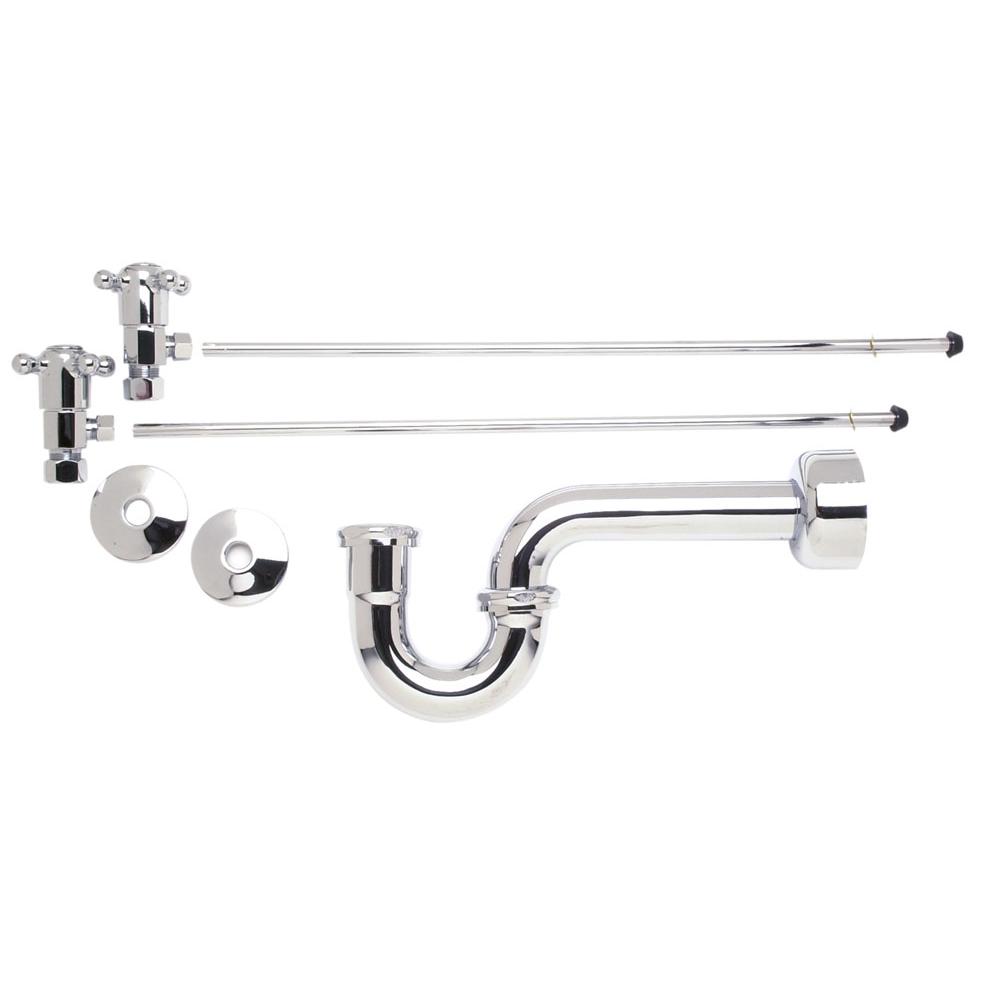 Lavatory Supply Kit - Brass Cross Handle with 1/4 Turn Ceramic Disc Cartridge Valve (MT4003X-NL) - Angle, P-Trap 1-1/4"