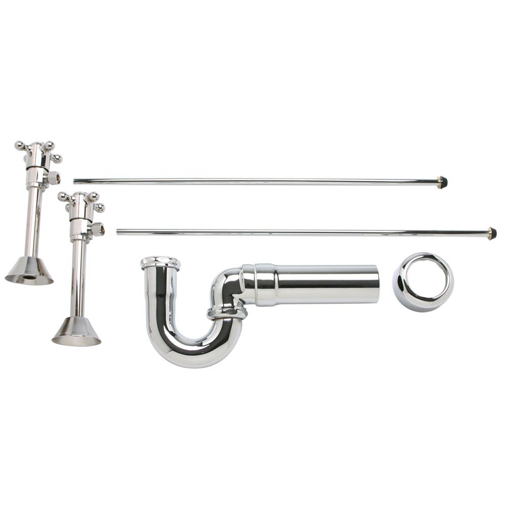Lavatory Supply Kit - Brass Cross Handle with 1/4 Turn Ceramic Disc Cartridge Valve (MT416X-NL) - Angle Sweat, Massachusetts P-Trap