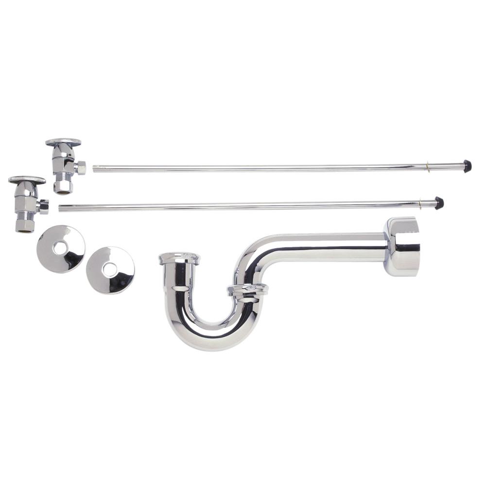 Lavatory Supply Kit - Brass Oval Handle with 1/4 Turn Ceramic Disc Cartridge Valve (MT6003-NL) - Angle, P-Trap 1-1/2"