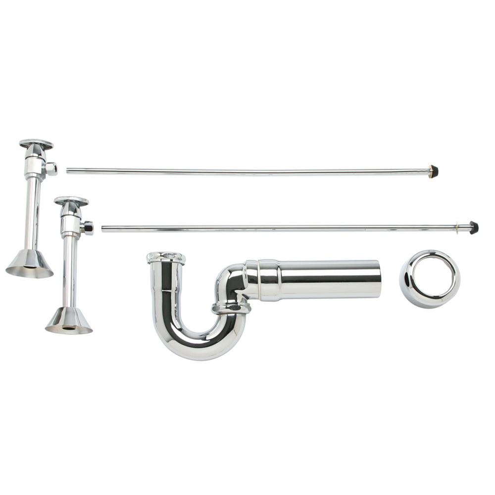 Lavatory Supply Kit - Brass Oval Handle with 1/4 Turn Ceramic Disc Cartridge Valve (MT6160-NL) - Angle Sweat, Massachusetts P-Trap