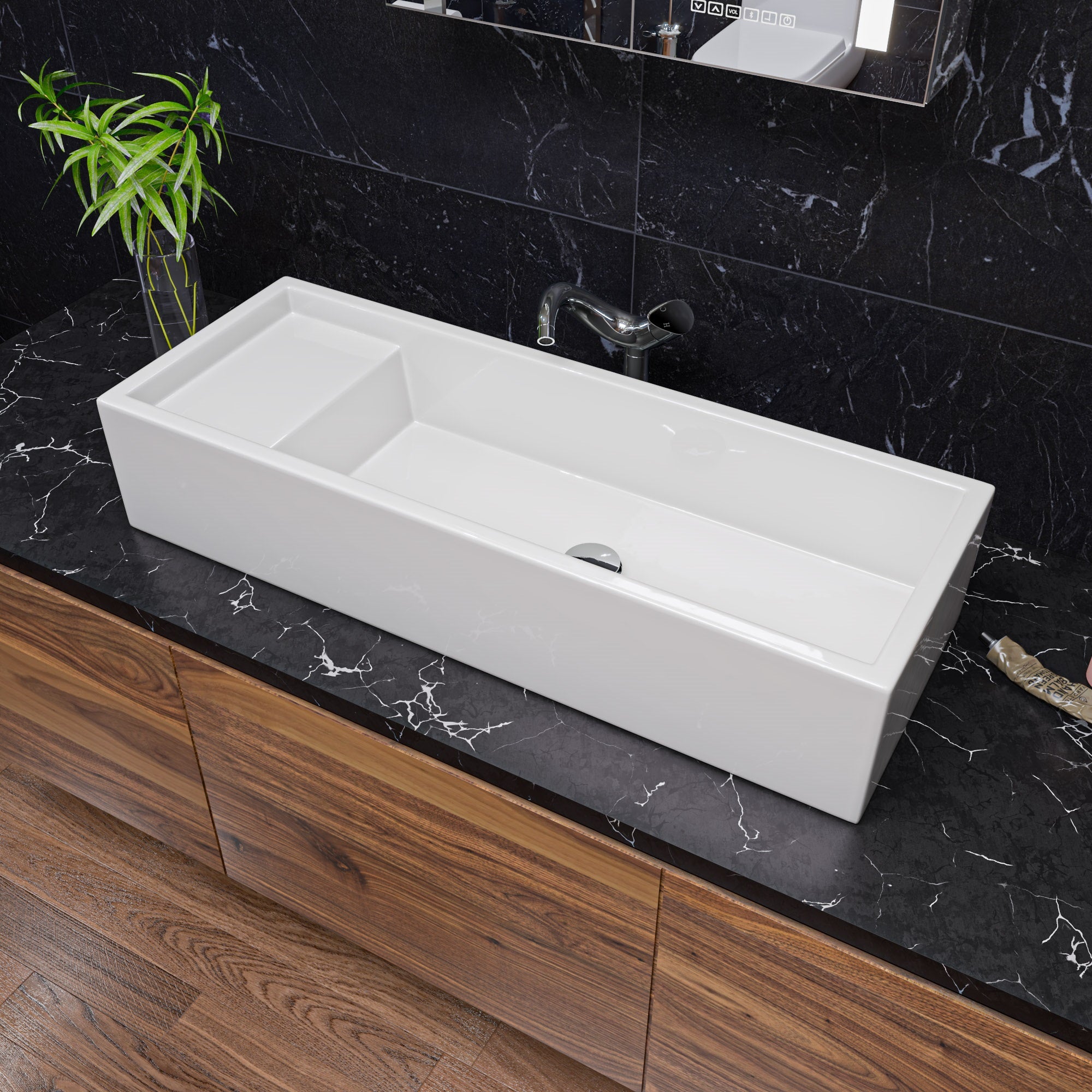 Mount Fireclay Bathroom Trough Sink