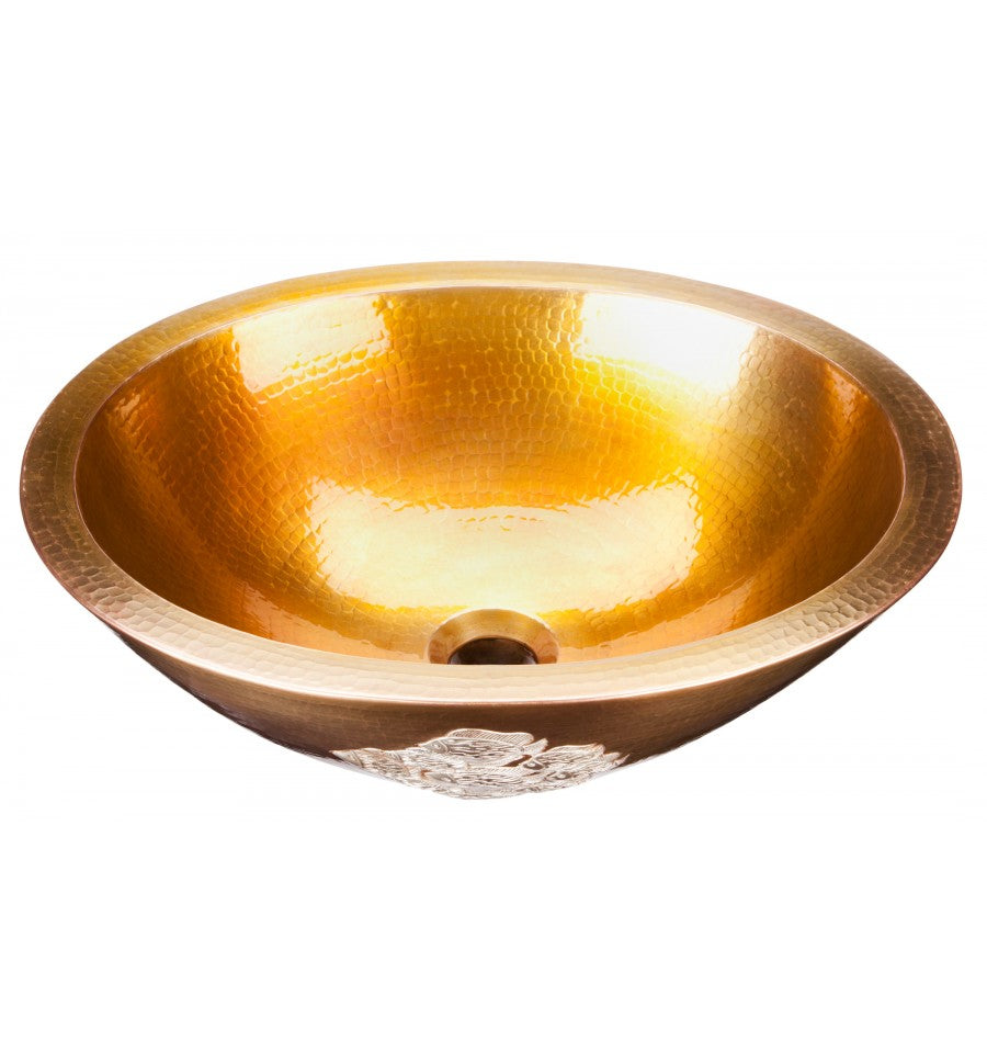 Thompson Traders PBC-ASG Altamira Bathroom Sink in Antique Satin Gold with Nickel Accents
(Hammered)